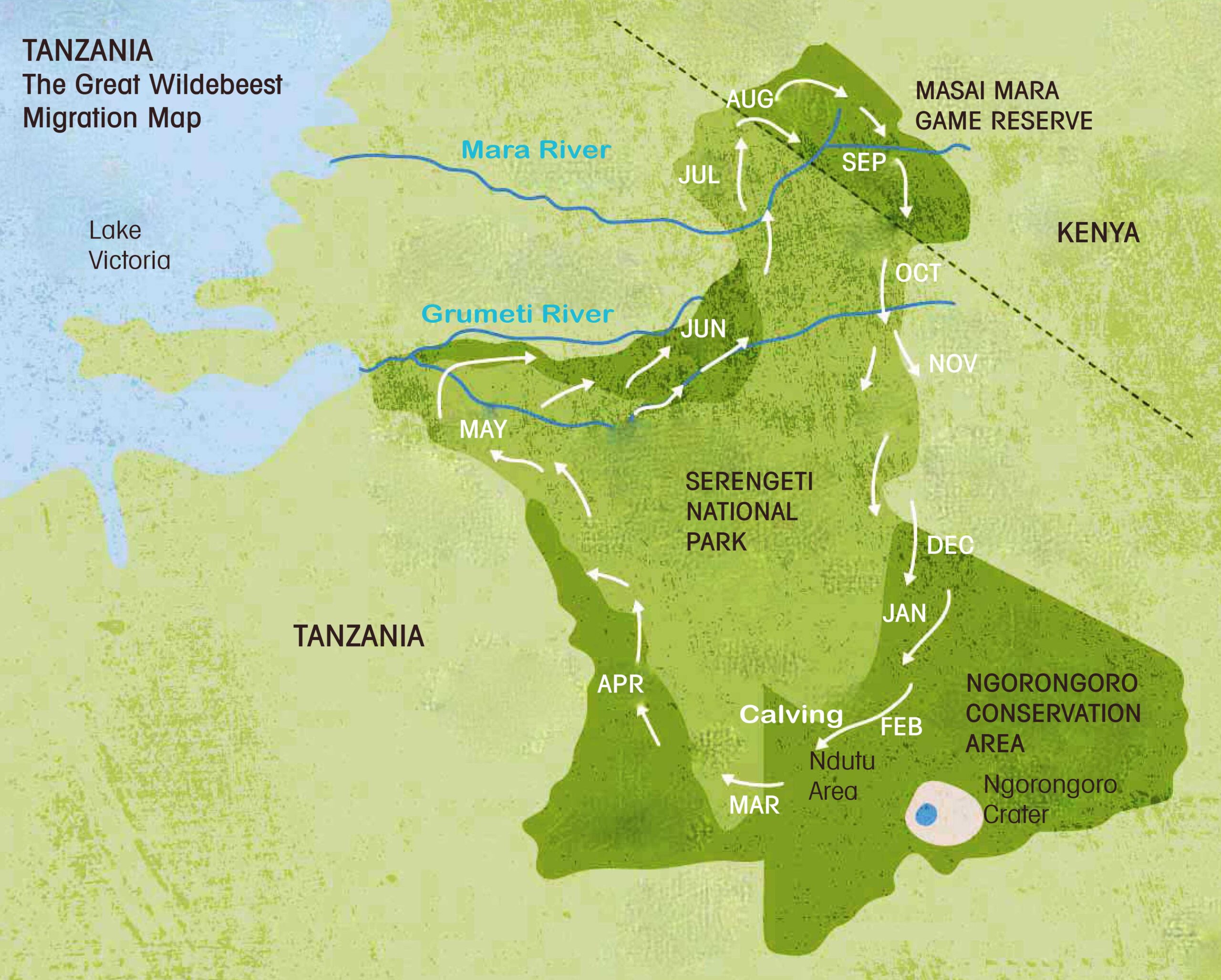 wildebeest migration map